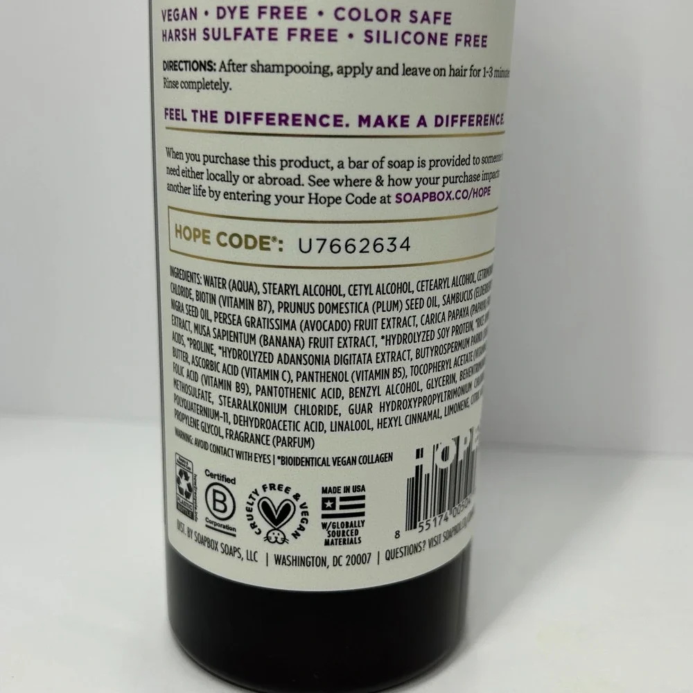 Soapbox‎ Biotin & Superfruit Restore & Volume Conditioner 16oz Vegan Collagen